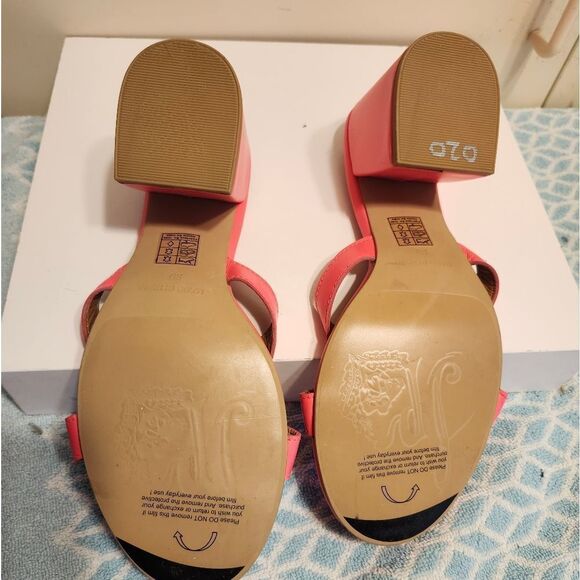 Brand New Free People "Charlie" Neon Pink Leather Slide Sandals Sz.9/39 Ret $128 - Picture 5 of 6